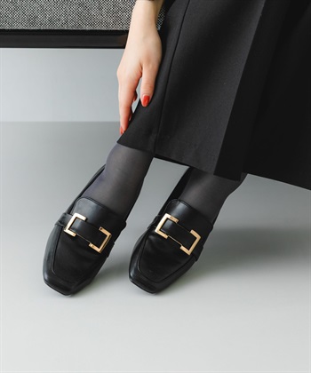 日本製4.5cm金屬飾帶粗跟鞋