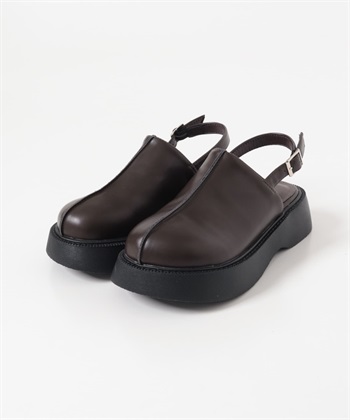中央壓線後帶木屐鞋(深棕色-38-DARK BROWN)