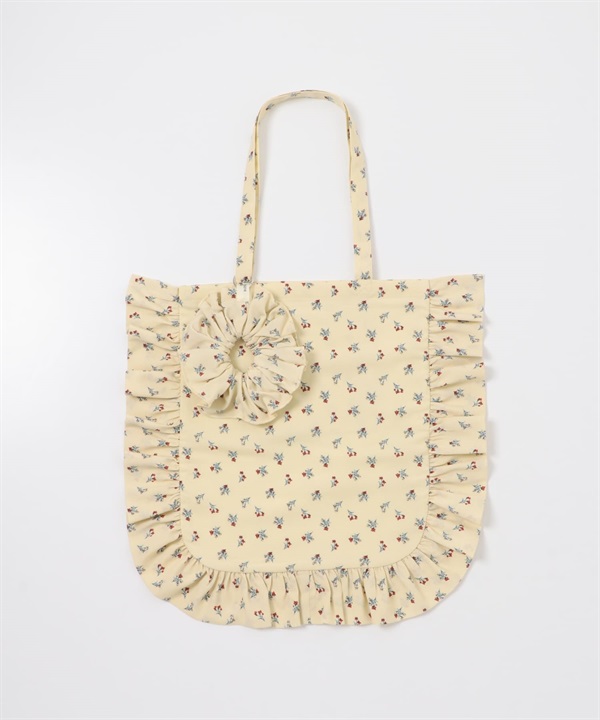 附綁髮圈荷葉邊托特包(奶油色碎花-one-其他白色)