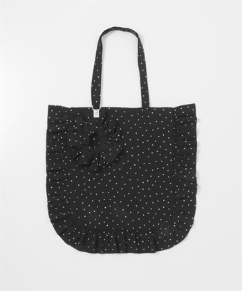 附綁髮圈荷葉邊托特包(黑色點點-one-BLACK)
