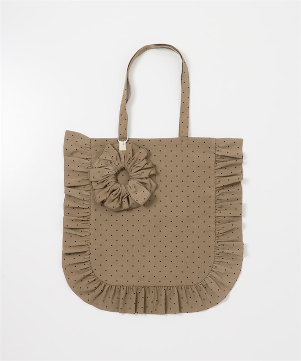 附綁髮圈荷葉邊托特包(膚色點點-one-BEIGE)