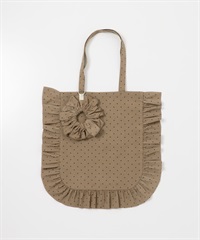 附綁髮圈荷葉邊托特包(膚色點點-one-BEIGE)