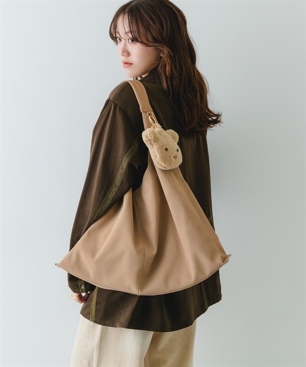 仿麂皮單提把托特包