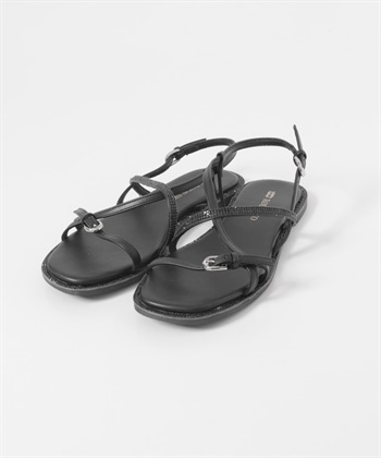 鑽飾細帶涼鞋(黑色-37-BLACK)