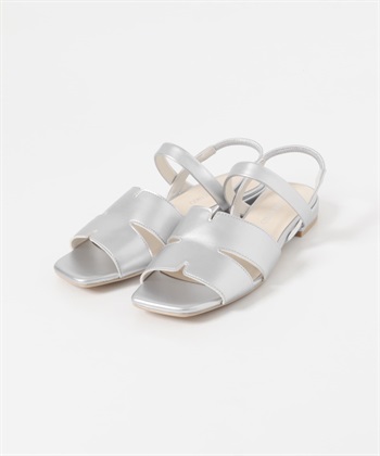 切割設計後鬆緊涼鞋(銀色-37-SILVER)