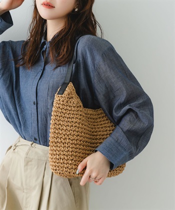 單肩紙編小托特包