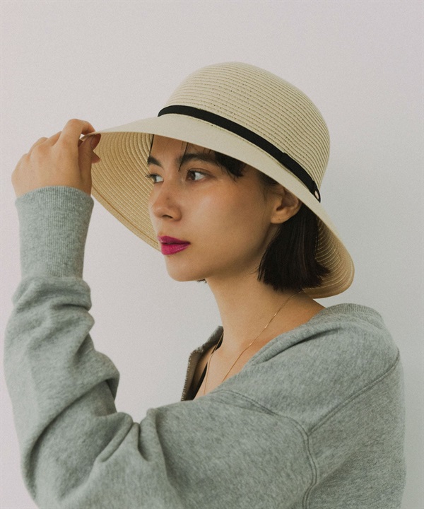 可水洗折疊蝴蝶結寬簷帽