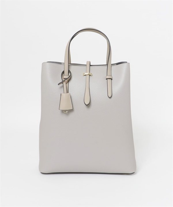 鑰匙圈飾帶長型A4托特包(淺灰色-one-LIGHT GRAY)