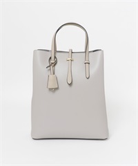 鑰匙圈飾帶長型A4托特包(淺灰色-one-LIGHT GRAY)