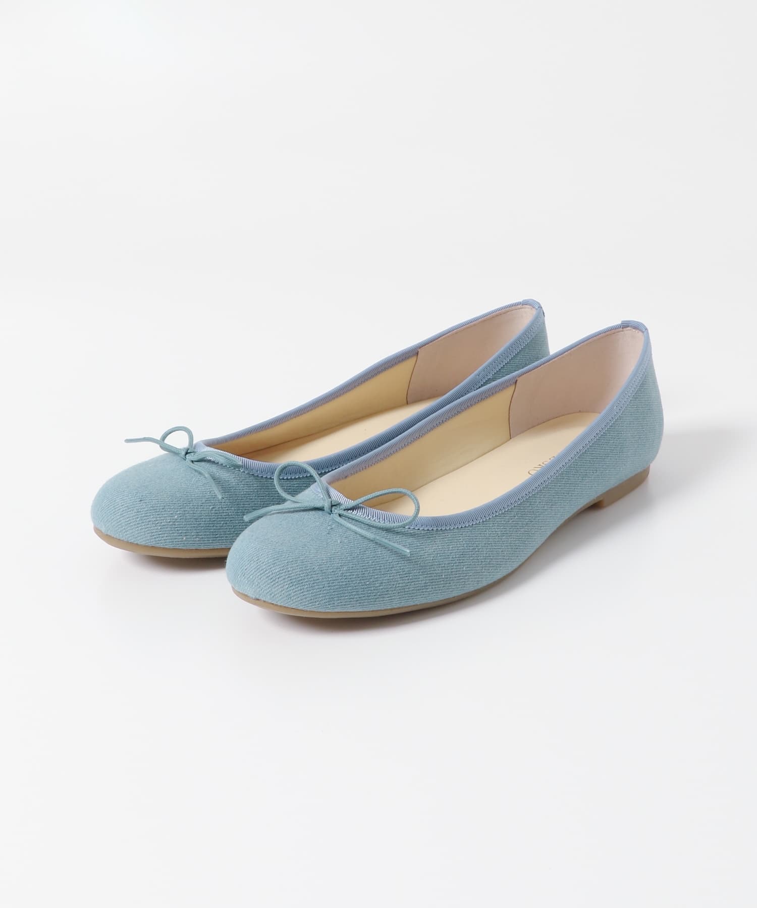 日本製蝴蝶結平底芭蕾軟鞋(牛仔藍-36-LIGHT INDIGO BLUE)