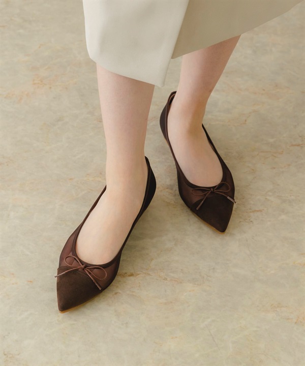 日本製蝴蝶結透膚尖頭鞋