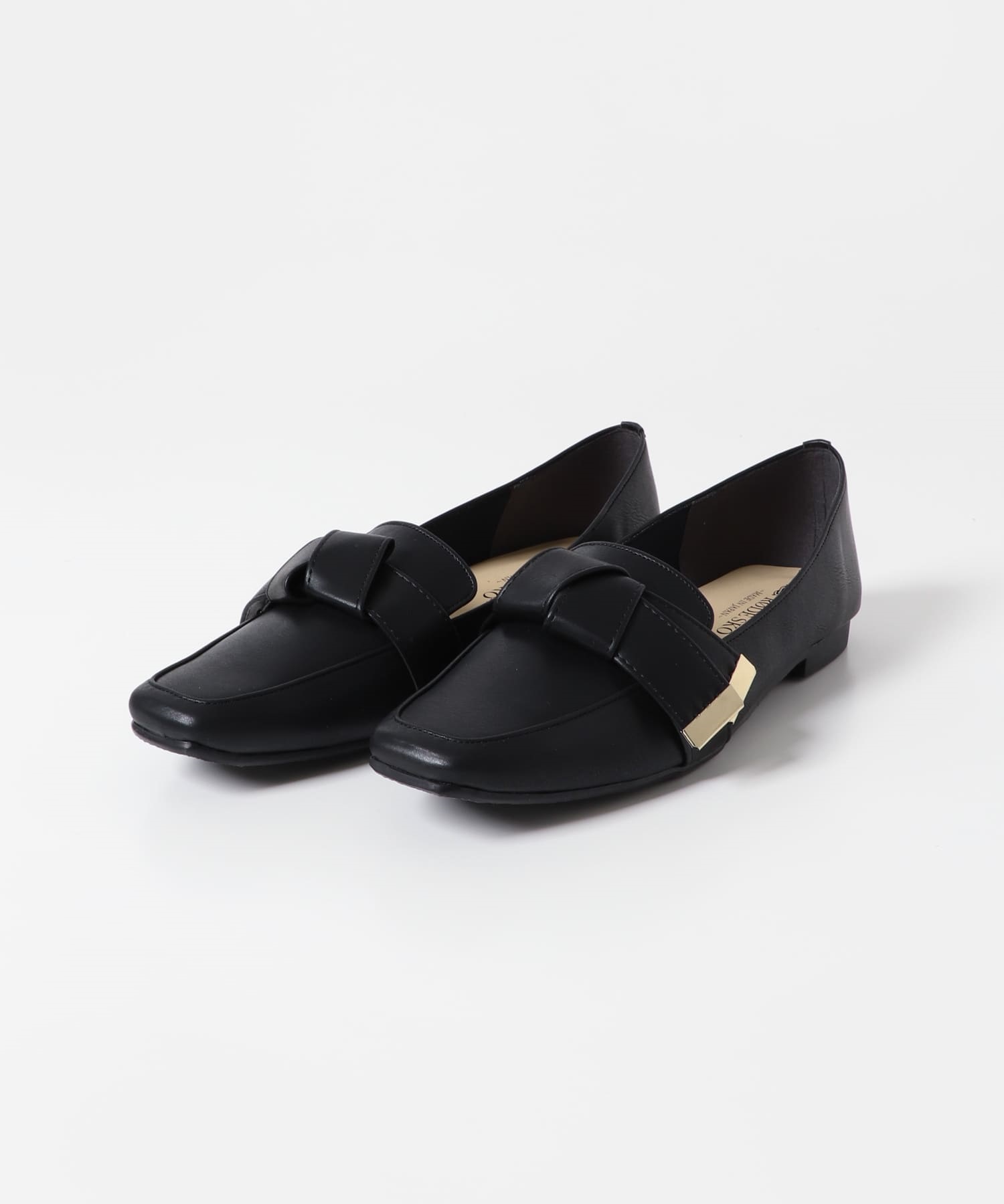 日本製蝴蝶結方頭樂福鞋(黑色-37-BLACK)