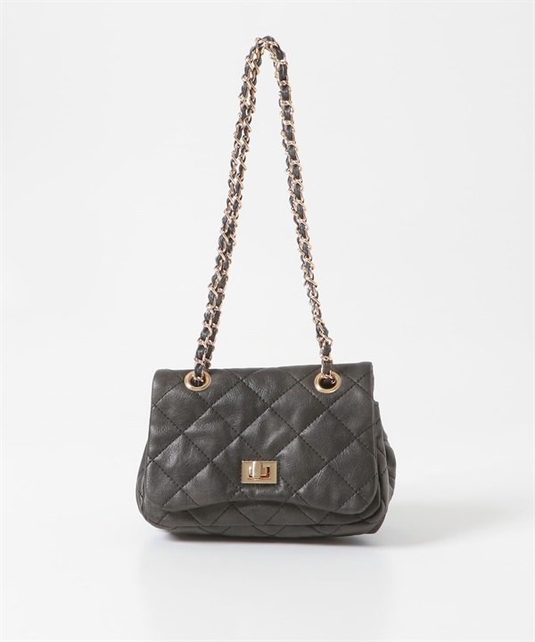 復古絎縫鍊條肩背包(黑色-one-BLACK)