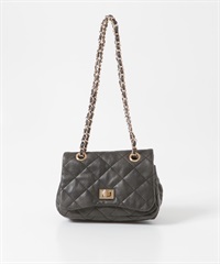 復古絎縫鍊條肩背包(黑色-one-BLACK)