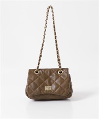 復古絎縫鍊條肩背包(棕色-one-BROWN)