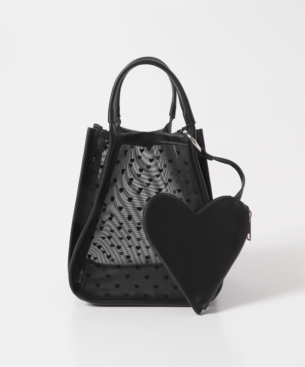 【新色追加】愛心半透明肩背手提包(黑色-one-BLACK)