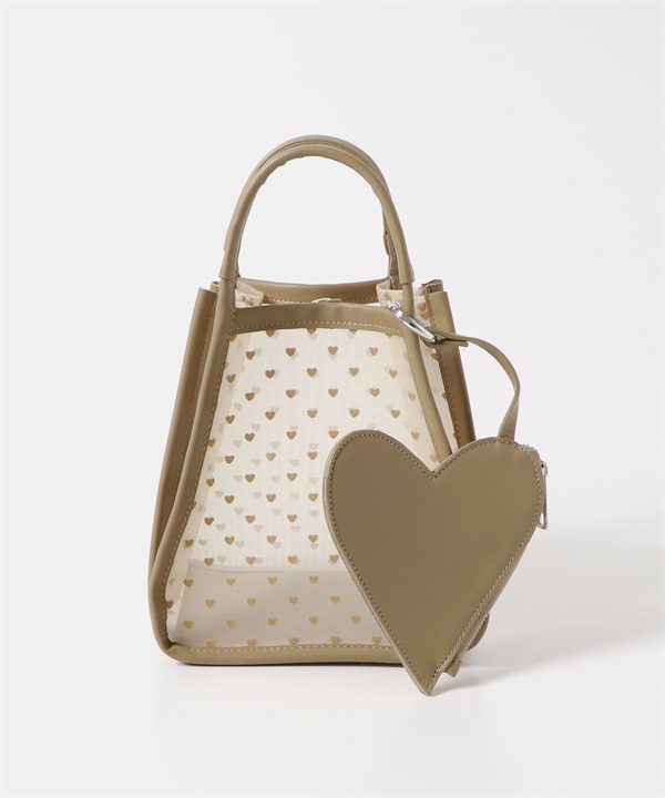 【新色追加】愛心半透明肩背手提包(膚色-one-BEIGE)