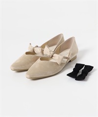 日本製5WAY蝴蝶結尖頭鞋(米色-36-其他白色)