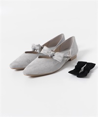 日本製5WAY蝴蝶結尖頭鞋(灰色-36-GRAY)