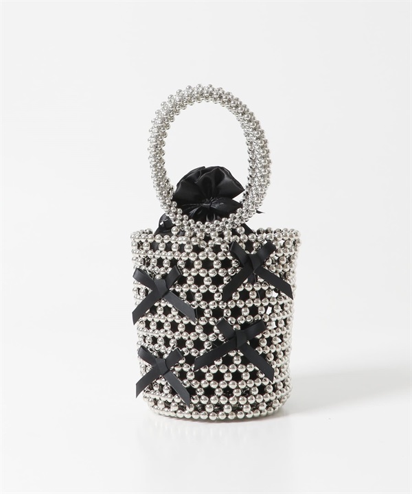 蝴蝶結串珠手提包(黑色-one-BLACK)