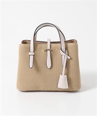 鑰匙圈飾帶編織迷你托特包(膚色-one-BEIGE)