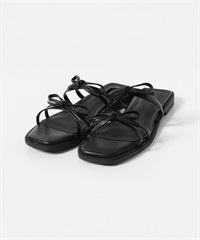 日本製雙蝴蝶結平底涼拖鞋(黑色-36-BLACK)