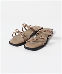 日本製雙蝴蝶結平底涼拖鞋(摩卡色-36-MOCHA)