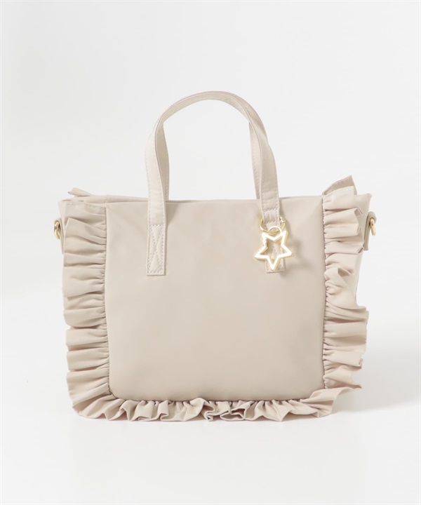 星星吊飾荷葉邊托特包(象牙白-one-IVORY)