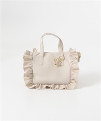 星星吊飾荷葉邊迷你托特包(象牙白-one-IVORY)