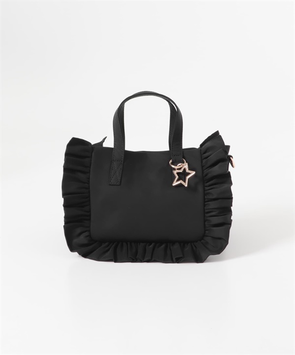 星星吊飾荷葉邊迷你托特包(黑色-one-BLACK)