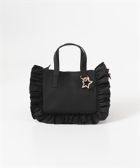 星星吊飾荷葉邊迷你托特包(黑色-one-BLACK)