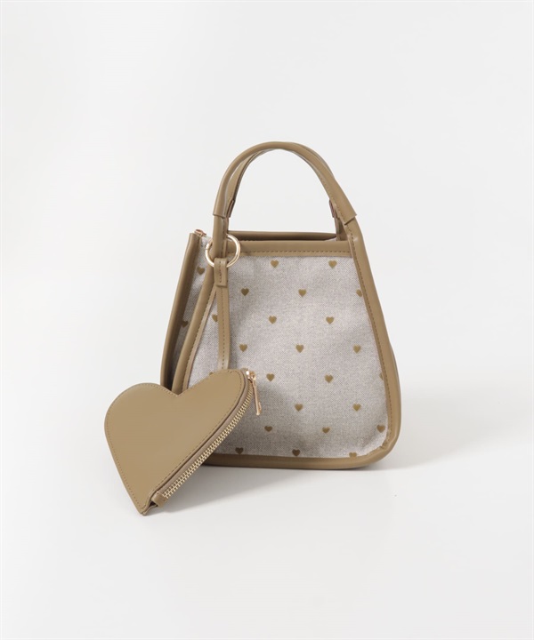 愛心帆布肩背手提包(膚色-one-膚色)