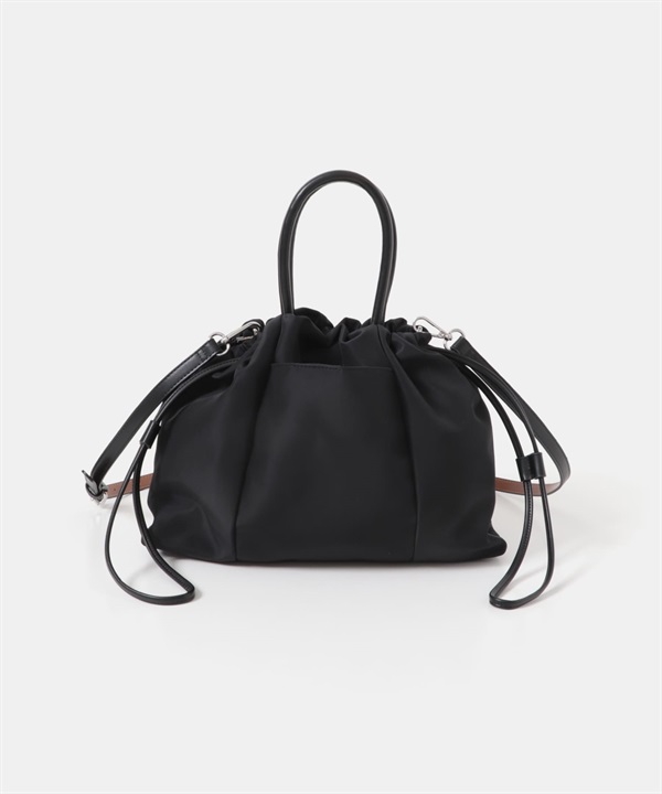 附肩背帶防潑水小束口包(黑色-one-BLACK)