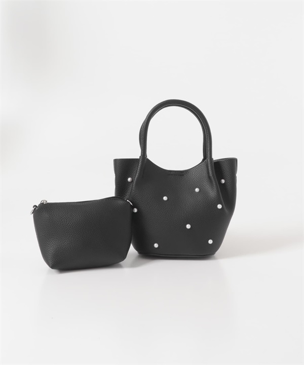 珍珠設計迷你手提包(附珠鍊小包)(黑色-one-BLACK)