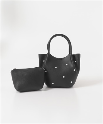 珍珠設計迷你手提包(附珠鍊小包)(黑色-one-BLACK)