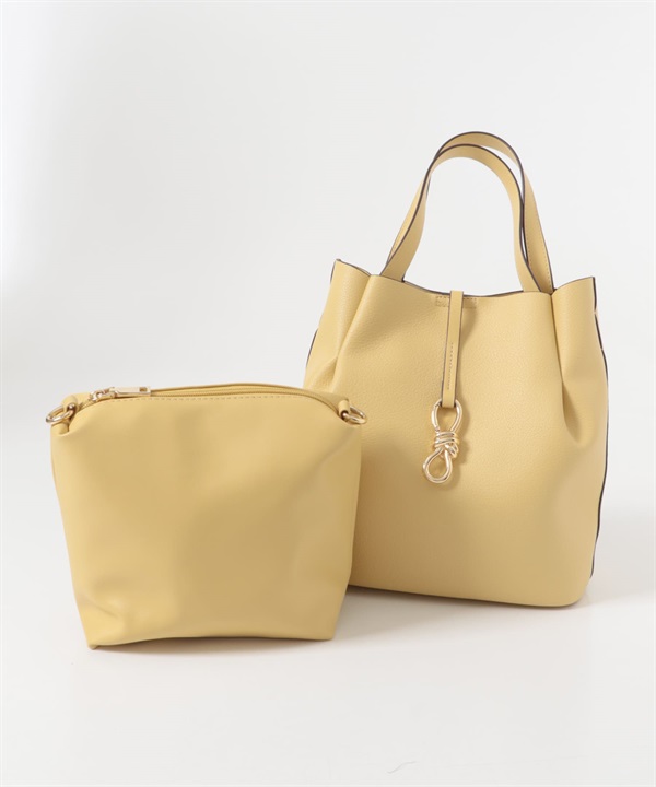 3WAY金屬蝴蝶結托特包(奶油色-one-其他白色)