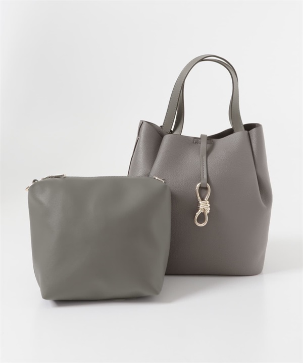 3WAY金屬蝴蝶結托特包(灰色-one-GRAY)