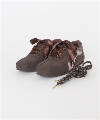 2WAY蝴蝶結異材質拼接休閒鞋(可可色-37-其他棕色)