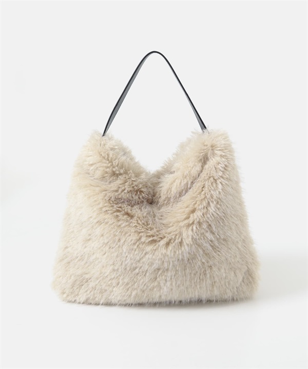 單提把絨毛包(亞麻色-one-其他白色)