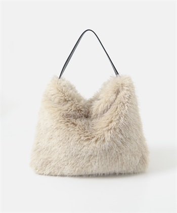 單提把絨毛包(亞麻色-one-其他白色)