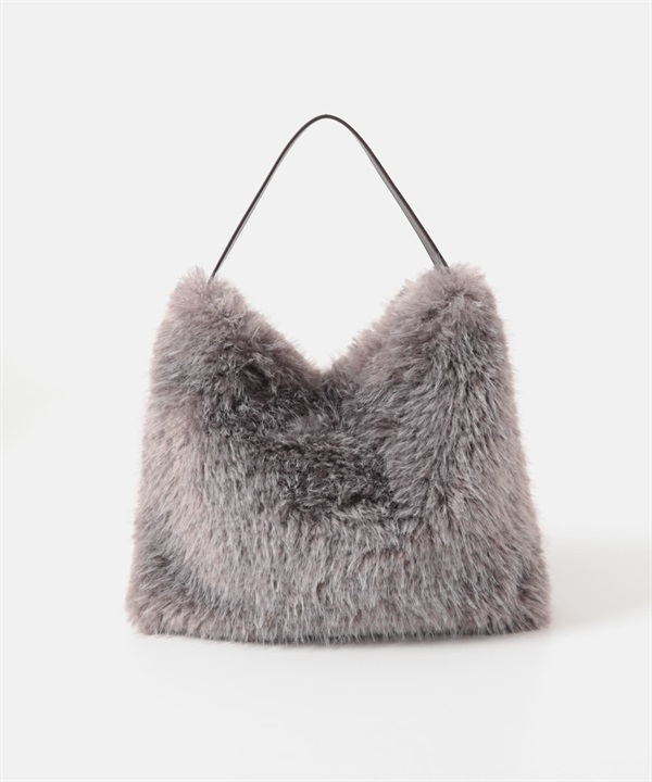 單提把絨毛包(灰膚色-one-其他棕色)