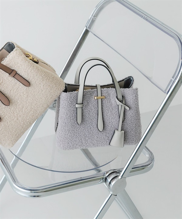 鑰匙圈飾帶絨毛迷你托特包