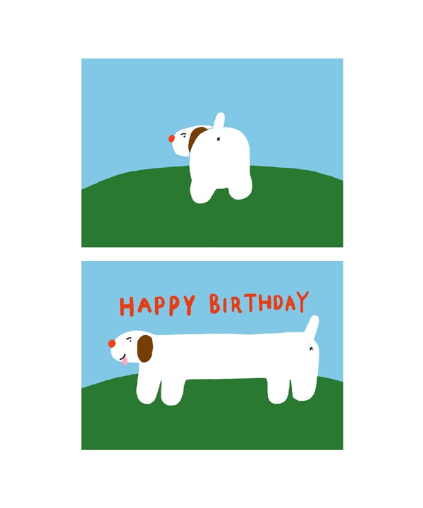 Minghan H. 3D變幻明信片(HAPPY BIRTHDAY 臘腸狗-one-LIGHT BLUE)