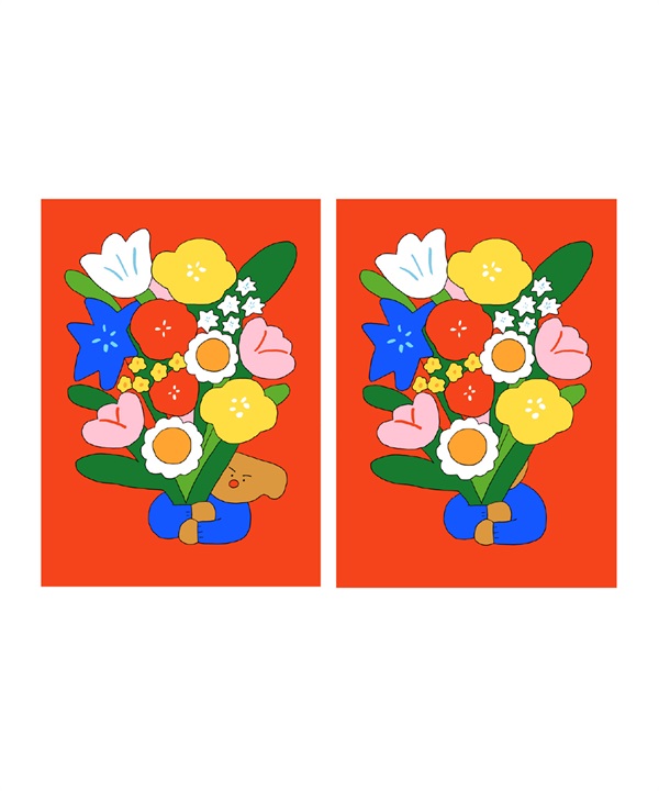 Minghan H. 3D變幻明信片(送花小狗-one-COLOR A)