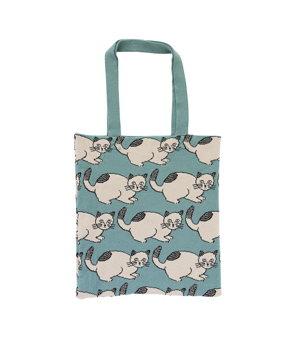 松尾美雪 針織手提袋(黑白貓-Minnos-其他綠色)