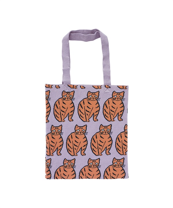 松尾美雪 針織手提袋(橘貓-Finn-其他粉色)