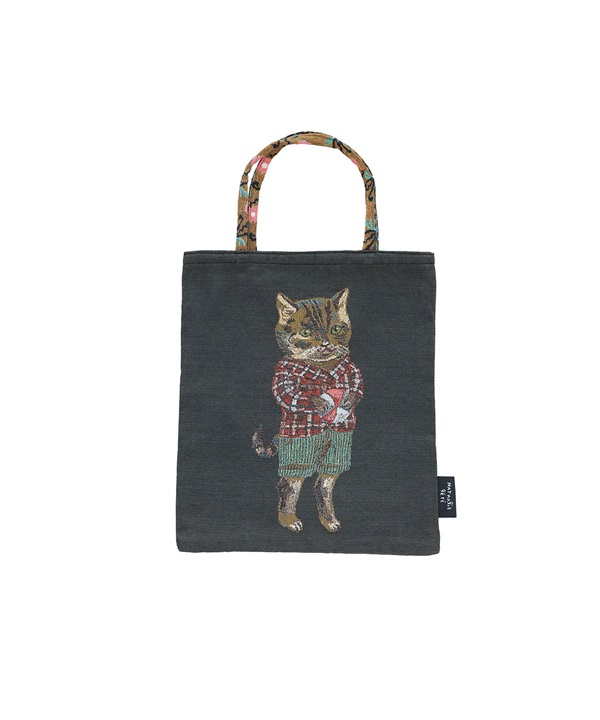 Nathalie Lete 迷你托特包(黑底貓咪-Tabby cat-其他黑色)