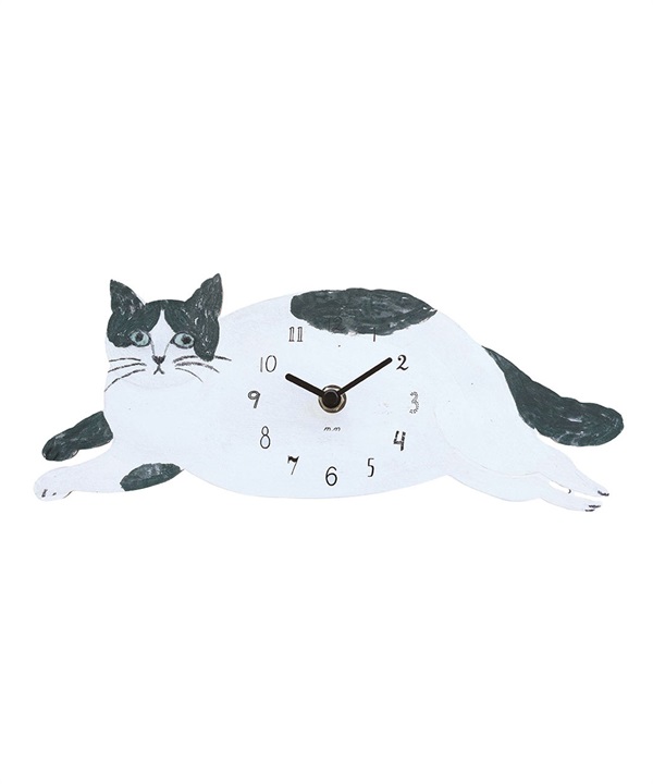 松尾美雪 貓咪掛鐘(黑白貓-Gray cat-其他白色)