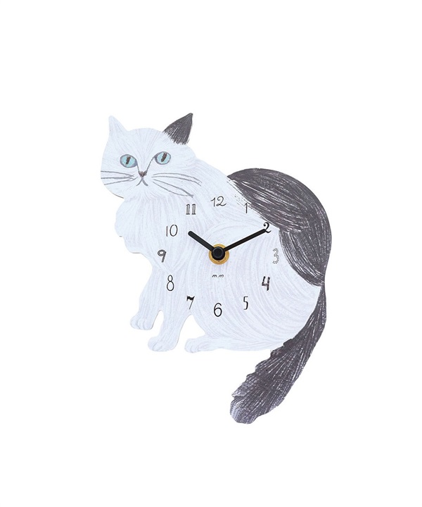 松尾美雪 貓咪掛鐘(長毛貓-Crown-其他黑色)