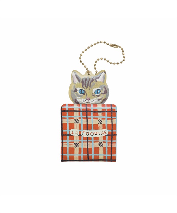 Nathalie Lete 鏡子鑰匙圈吊飾(橘底格紋-one-其他橘色)